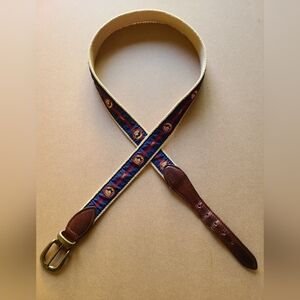 Men's YRI Canvas Leather-Trim Belt